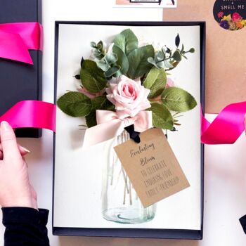 Personalised Birthday Card For Her. Luxury Blush Pink Rose, Handmade 3D Scented Card, 2 of 12