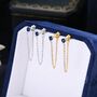Sterling Silver Sapphire Blue Cz And Chain Ear Jacket, thumbnail 2 of 11