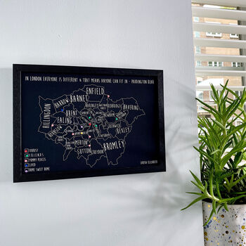 Personalised London Pin Board Map With Pins, 3 of 9