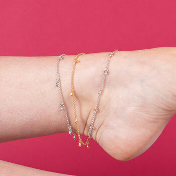 Multi Drop Anklet In Gold Plated, 2 of 3