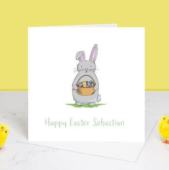 Happy Easter Personalised Bunny Card, 2 of 4