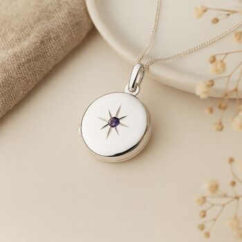 Personalised Sterling Silver June Birthstone Locket – Alexandrite, 4 of 8