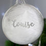 Personalised Silver Glitter Feather Glass Bauble, thumbnail 3 of 4