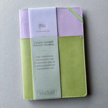 Vegan Leather Pocket Journal Lilac And Matcha, 5 of 5