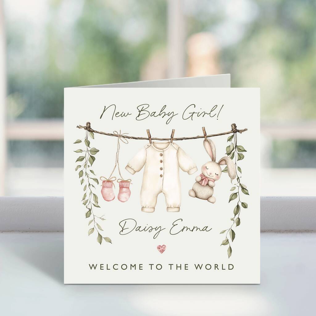 New Baby Girl Card | Colour Options, 1 of 2