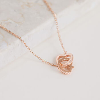 Crystal Encrusted Interlocking Heart Necklace, 3 of 3