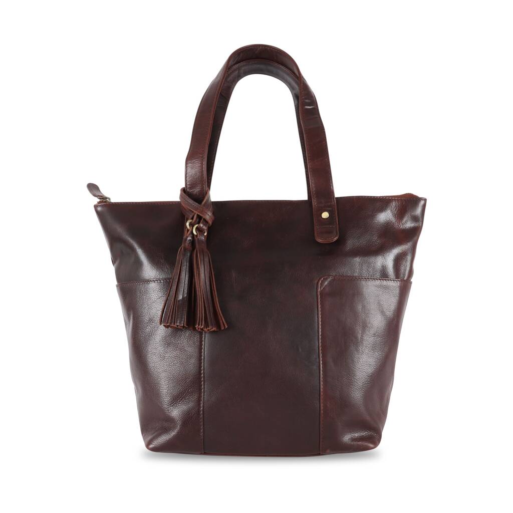 Leather Tassel Tote Bag, Tan By The Leather Store | notonthehighstreet.com