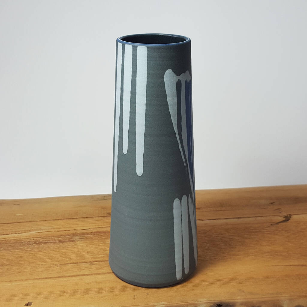 Handmade Blue 'Waterfall' Stem Vase By Rowena Gilbert Contemporary