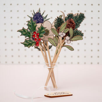 Christmas Wooden Flowers And Foliage, 4 of 6