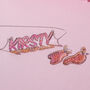 Iridescent Watermelon Girl's Name Necklace, thumbnail 3 of 6