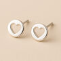 Sterling Silver Cut Out Heart Stud Earrings, thumbnail 1 of 6