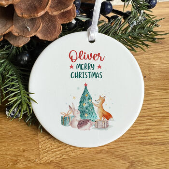 Personalised Merry Christmas Ceramic Ornament For Kids Toddler Baby, 4 of 4
