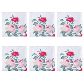 Luxury Linen Like Floral Napkins Rose Garden Natural, 6 of 7