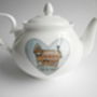 Teapot, Sugar And Cream Jug, Blue Or Red Heart Design, thumbnail 4 of 6