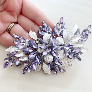 Lilac Crystal And Silver Leaf Headpiece, 2 of 5