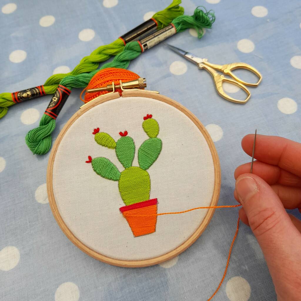 Cactus Hand Embroidery Kit, Full Kit By The Accidental Stitcher