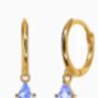 Tiny Aquamarine March Birthstone Dangle Rook Hoops, thumbnail 2 of 4