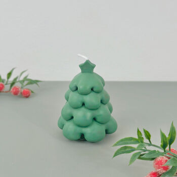 Green Christmas Tree Candle And Christmas Decoration, 8 of 11