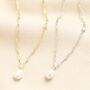 Sterling Silver Paperclip Pearl Pendant, thumbnail 1 of 8
