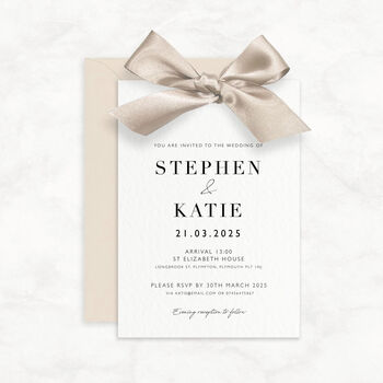 Luxury Ribbon Wedding Invitation With Envelope The Betsy Collection, 2 of 12