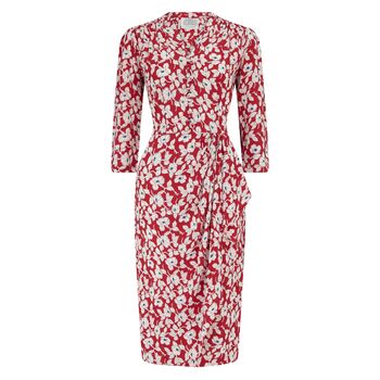 Mabel Long Sleeve Dress In Red Pansy Vintage 1940s Style, 2 of 3