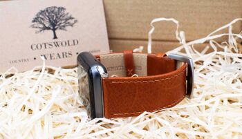 Personalised Brown Leather Strap For Apple Watch 38mm 40mm 41mm 42mm 44mm 45mm 46mm 49mm / Series11, Series10, Series9, Series8, Series7, Series6, Series5, Series4, Series3, Series2, Series1, Se3, Se2, Se1, Ultra1, Ultra2, Ultra Three, 2 of 8