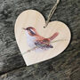 Little Wren Bird Wooden Hanging Heart Decoration, thumbnail 1 of 2