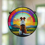 Fox Terrier Rainbow Bridge Stained Glass Effect Suncatcher, thumbnail 4 of 5