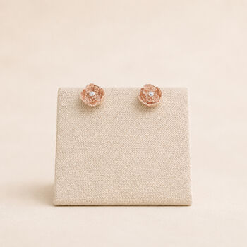7mm Rose Gold Plated Sterling Silver Poppy Stud Earrings, 3 of 4