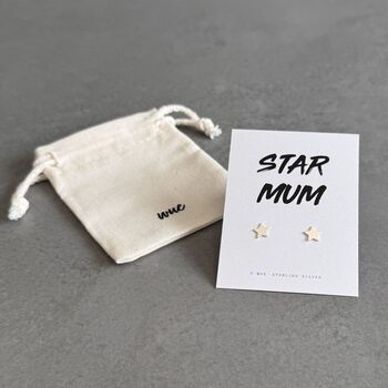 Star Mum Silver Stud Earrings, 3 of 5