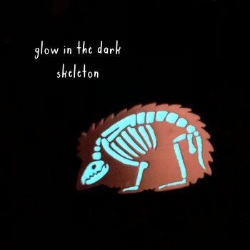 Hedgehog Skeleton Glow In The Dark Soft Enamel Pin, 2 of 6