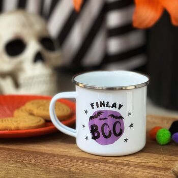 Personalised Boo! Halloween Enamel Mug, 7 of 11