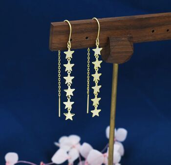 Star Cascade Threader Earrings In Sterling Silver, 4 of 12