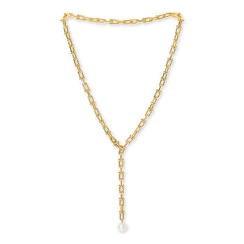 Decus Freshwater Pearl Drop On Chunky Gold Fill Chain, 2 of 4