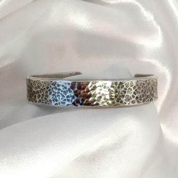 Sterling Silver Hammered Cuff Bangle, 2 of 6