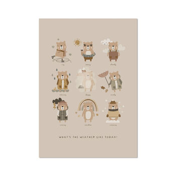 What's The Weather Like Today? Bear Kids Art Print, 2 of 4