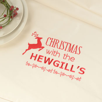 Personalised Organic Christmas Dinner Tablecloth, 3 of 4