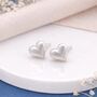 Sterling Silver Brushed Heart Stud Earrings – 7mm, thumbnail 4 of 8