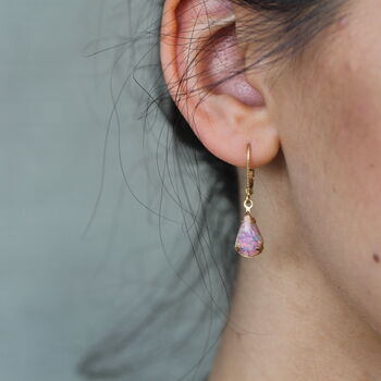 Pink Opal Earrings Teardrop, 4 of 7