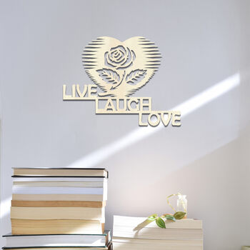 Live, Laugh, Love Rose Art Wooden Heart Decor, 10 of 11
