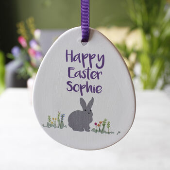 Personalised Rabbit Ceramic Easter Decoration For Kids, 9 of 9