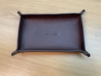 Personalised Rectangle Chocolate Brown Leather Tray, 5 of 12
