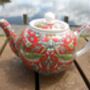 Two Cup Teapot In Red Strawberry Thief Design, thumbnail 10 of 12