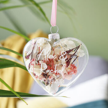 Couples Floral Glass Bauble Hanging Decoration, 6 of 12