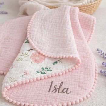 Handmade Personalised Muslin Baby Blanket, 4 of 9