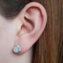 Sterling Silver Hexagon Pave Turquoise Stud Earrings, thumbnail 6 of 6