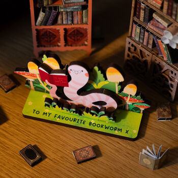 Personalised Bookworm Birthday Pop Out Card, 2 of 4