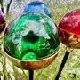 Set Of Five Colourful Glass And Copper Garden Sculptures, thumbnail 5 of 11