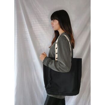 Wdts Black Canvas Tote Bag, 6 of 7