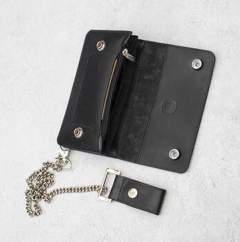 Personalised English Hide Leather Wallet With Chain, 8 of 11